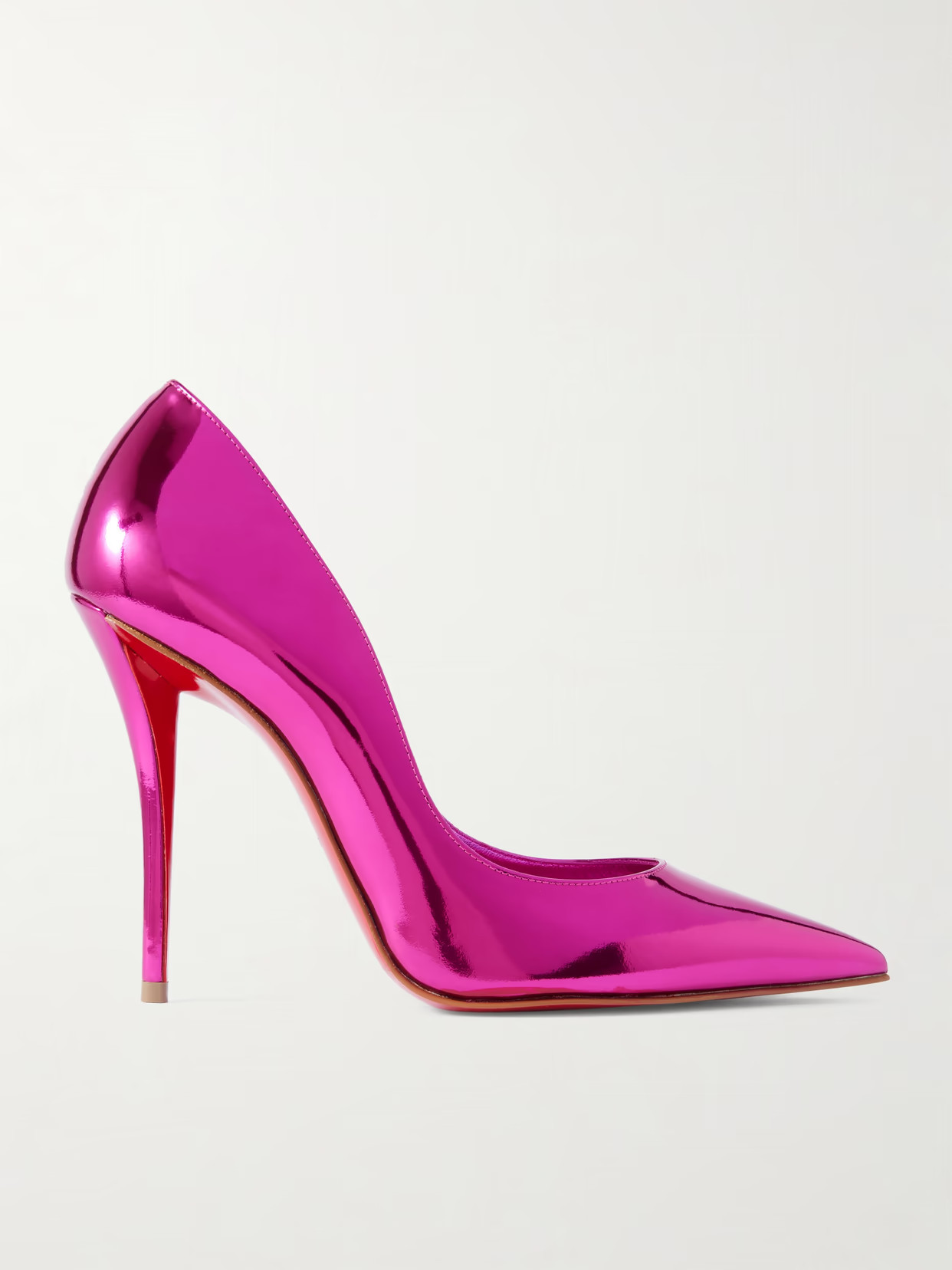 Christian Louboutin - Miss Z 100 Mirrored-leather Pumps - Pink | NET-A-PORTER (US)