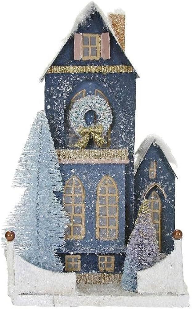 Cody Foster & Co 14.5" Dark Blue Festive Bay and Gable Christmas Mantel Village Paper House | Amazon (US)