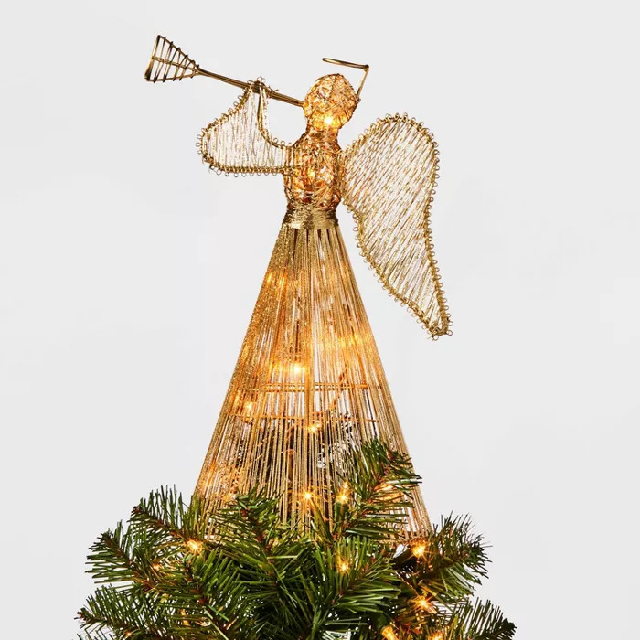 12.5in 10 Light Instrument Playing Angel Tree Topper Gold - Wondershop™ | Target