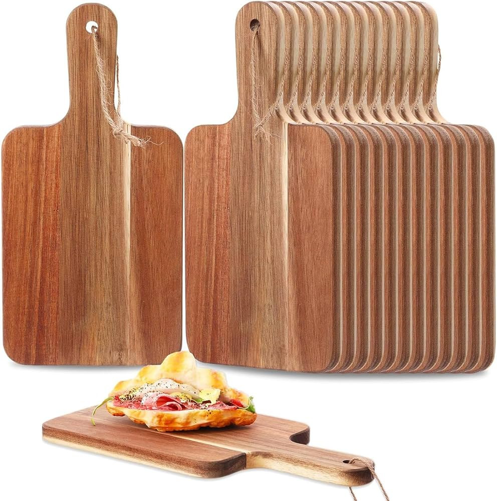 6 Pcs Acacia Wood Cutting Board with Handle,12 Inch Wooden Cutting Boards for Kitchen,Small Charc... | Amazon (US)