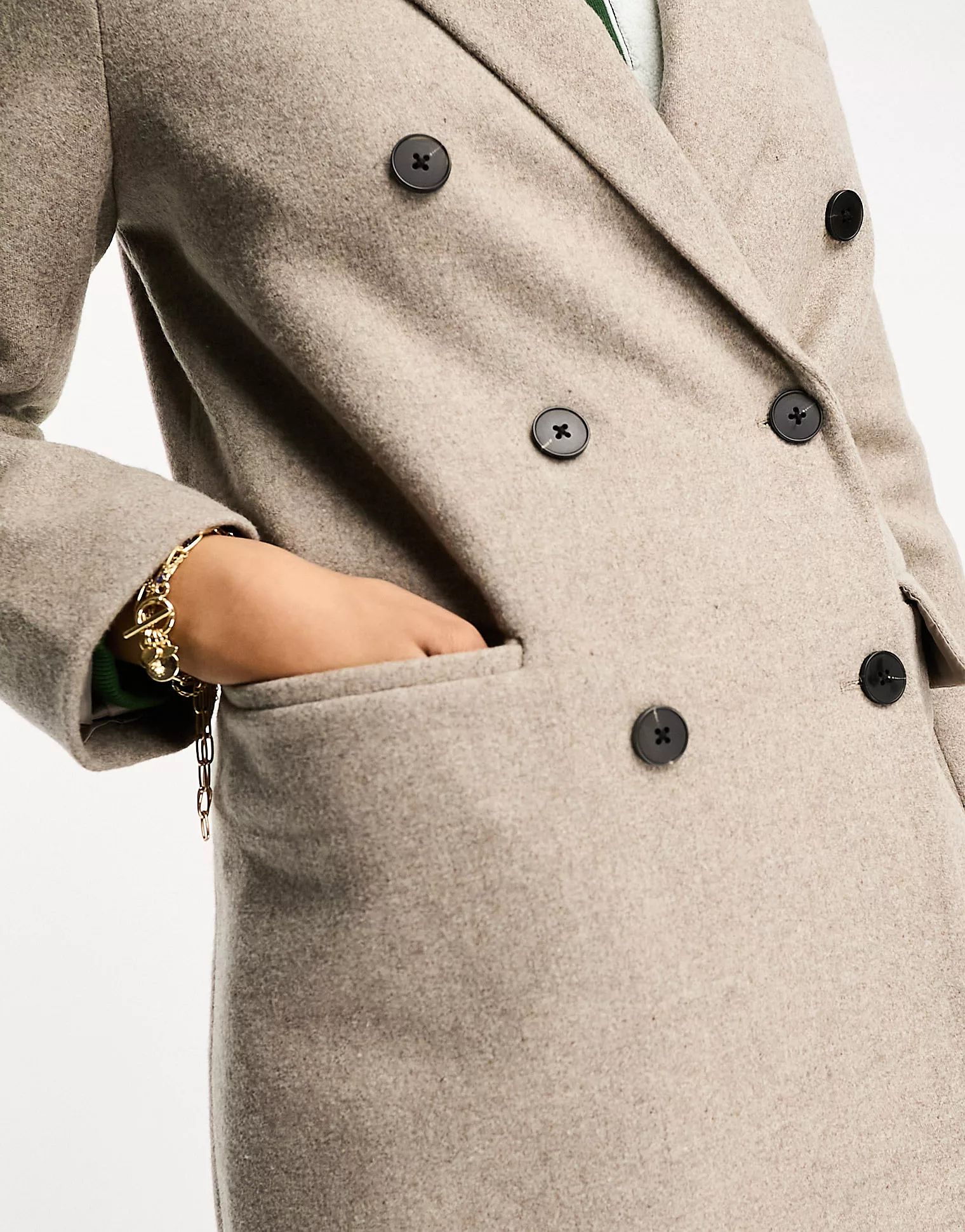 Stradivarius tailored double breasted coat in taupe | ASOS (Global)