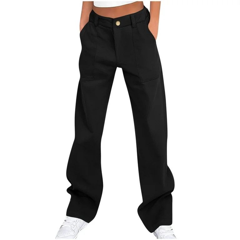 ZHYou No Boundaries Womens Wide Leg Cargo Pants,High Waisted,Baggy,Pull On,Versatile Comfort Fit ... | Walmart (US)