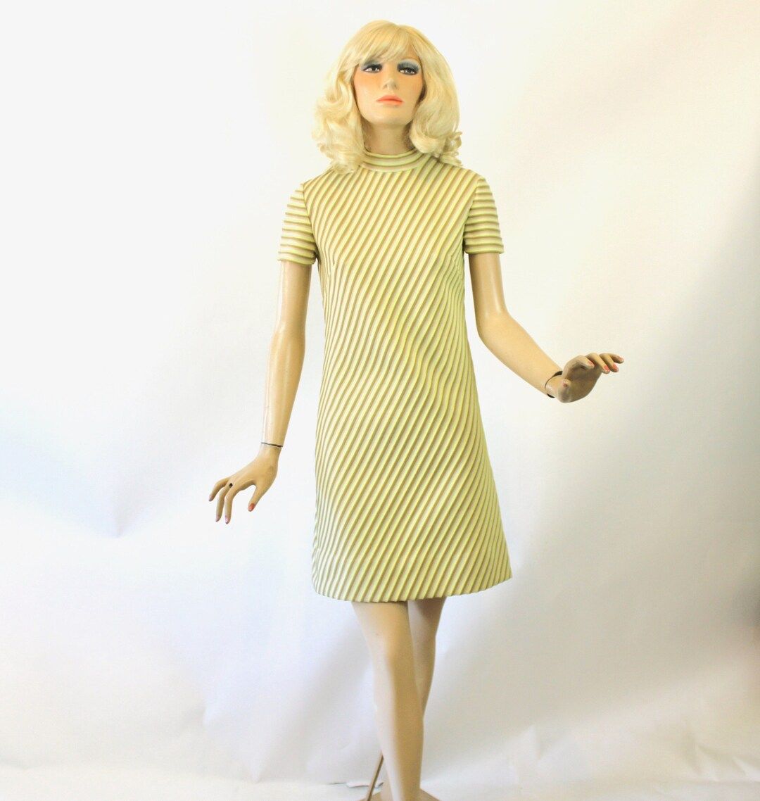 60s Mini Dress R&K Knits Stripe Shift Dress Size Small Bust 32 - Etsy | Etsy (US)
