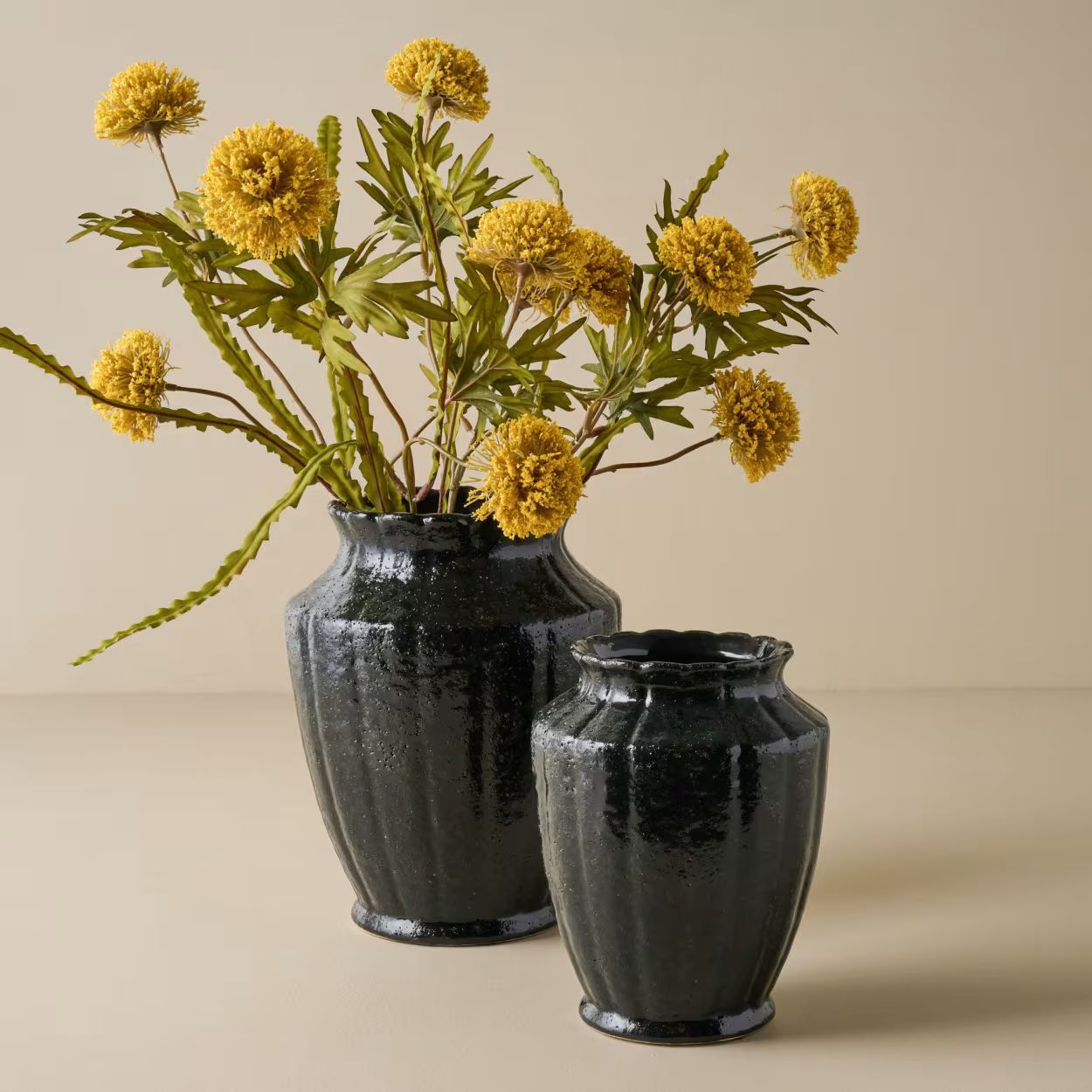 Glazed Black Scalloped Vase | Magnolia