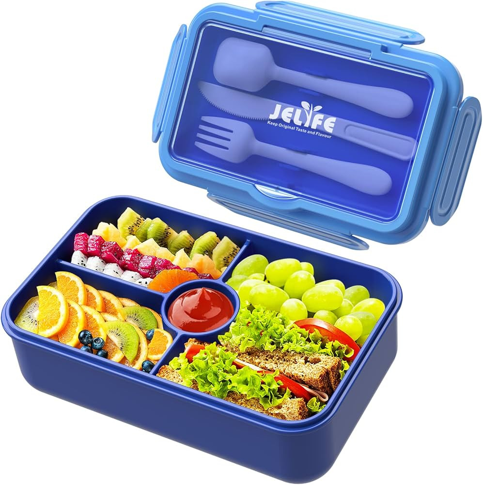 Jelife Bento Lunch Box for Kids - Leakproof Large Bento-Style with 4 Compartments Portions Lunchb... | Amazon (US)