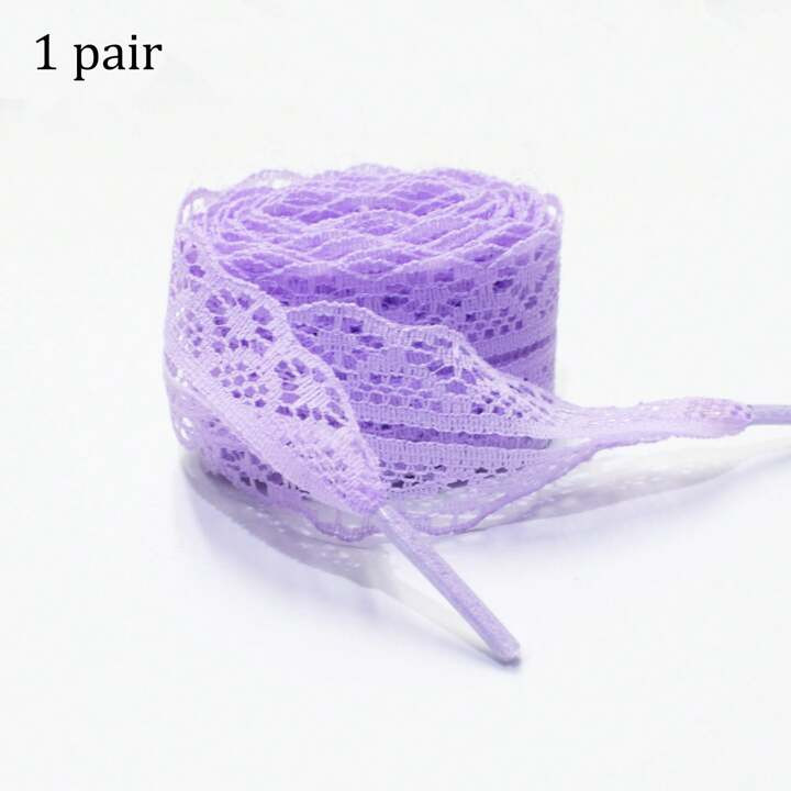 1 Pair Lace Shoelaces, Ballerina Style Cute Accessory White Silk Lace Trim Shoelaces | SHEIN
