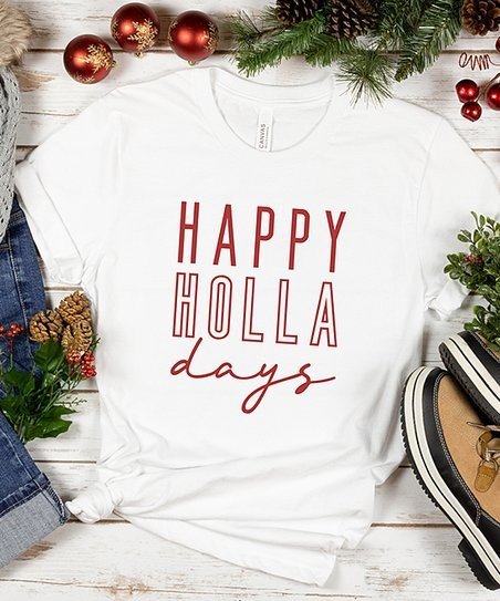 White & Red 'Happy Holla Days' Crewneck Tee - Women | Zulily