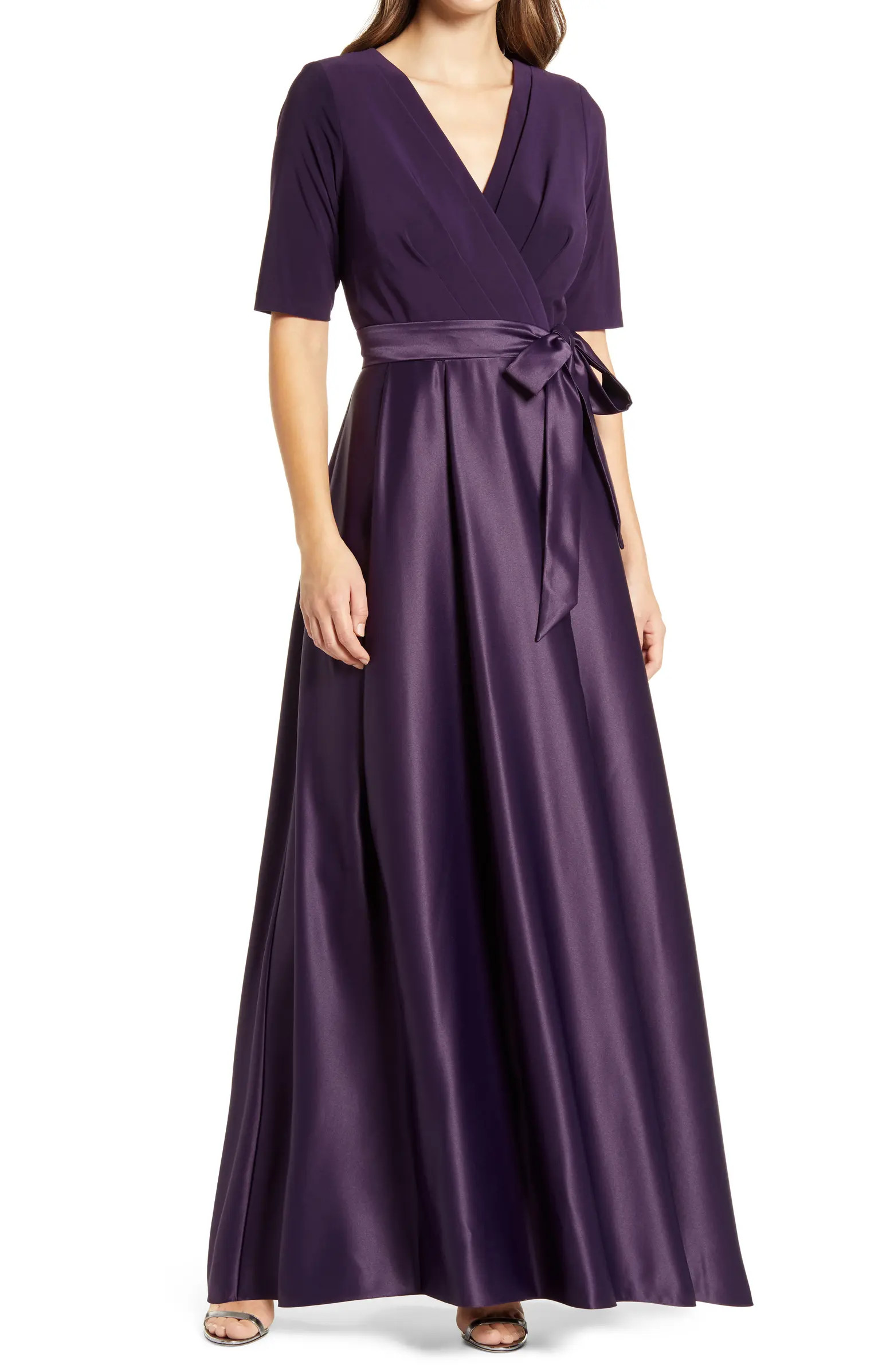 Surplice Neckline Satin Formal Dress | Nordstrom