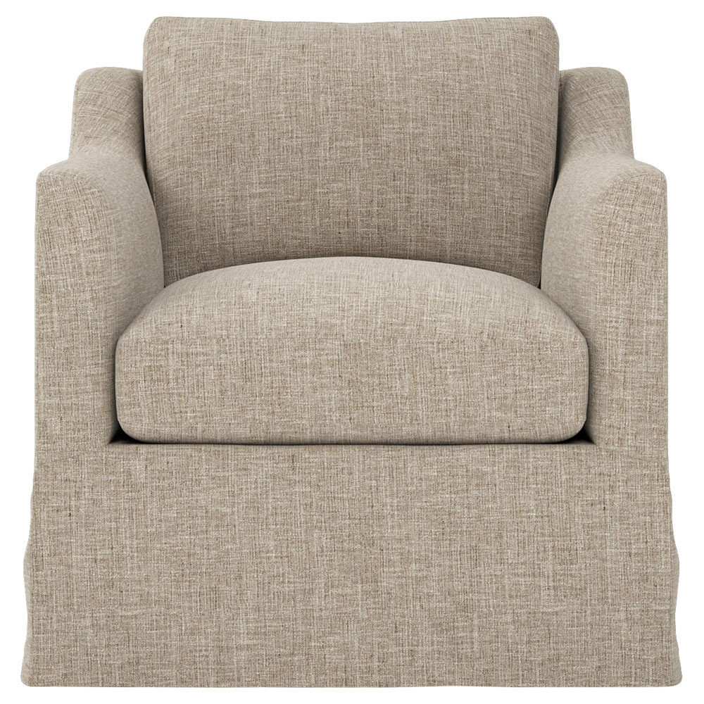 Madeline Sand Slipcovered Swivel Chair | Kathy Kuo Home