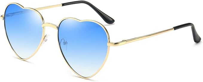 Dollger Heart Sunglasses Thin Metal Frame Lovely Heart Style for Women | Amazon (US)