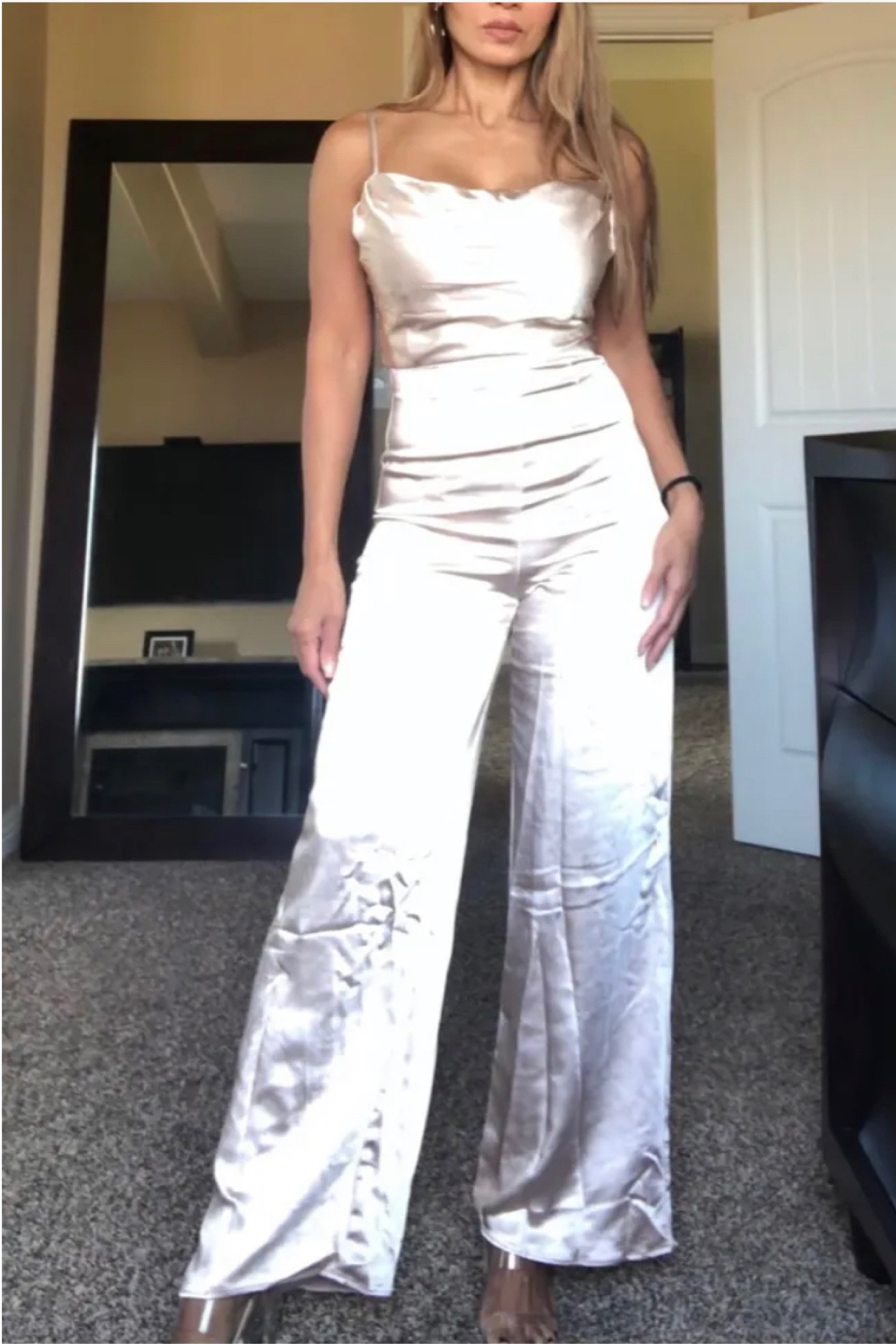 This champagne jumpsuit is perfect for a birthday dinner outfit or a night out!

#LTKunder100