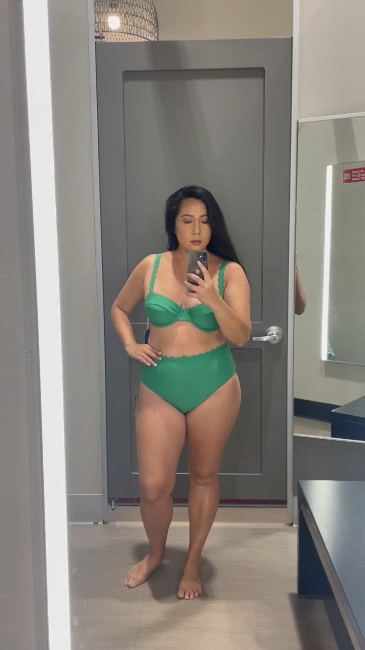 Feelin' like a tropical queen in my scallop-edged green swimsuit! 🌴👑 And let's talk about this midsize magic - this high-waisted beauty fits like a dream! Paired with a cutout cover-up, I'm ready to sizzle by the pool. 🔥 #GreenWithEnvy #ScallopGoals #MidsizeMagic #TropicalVibes #SwimsuitSeason

#LTKswim #LTKcurves #LTKSeasonal