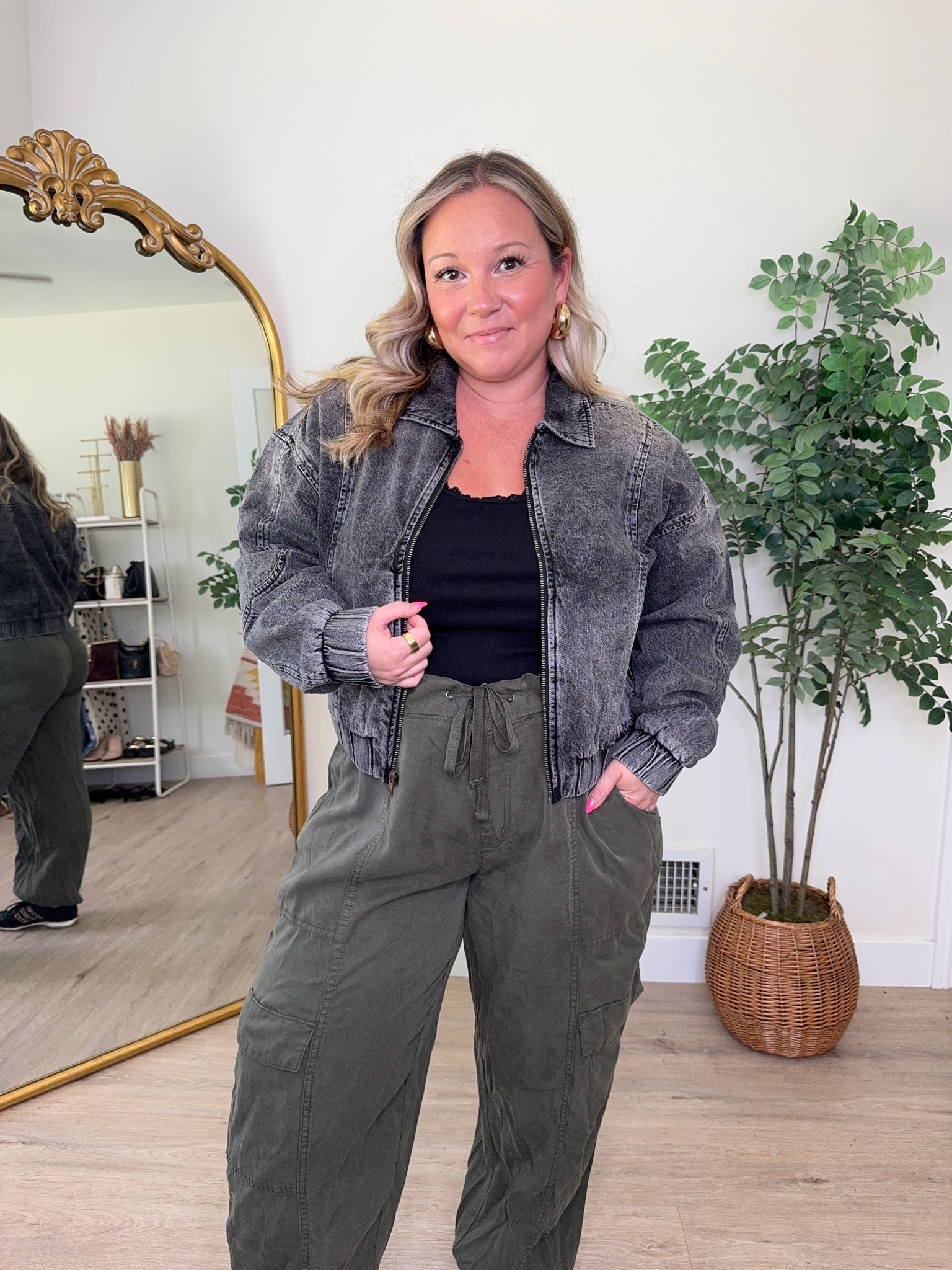 #walmartpartner #walmartfashion @walmartfashion 
Denim cropped jacket size LARGE 
Cargo pants size XL- I could prob do a size large. I have plenty of room 

Fall style, fall outfit, teacher outfit, fall trends, fall fashion, Walmart finds, Walmart style, fall jacket

#LTKMidsize #LTKFindsUnder50 #LTKSeasonal