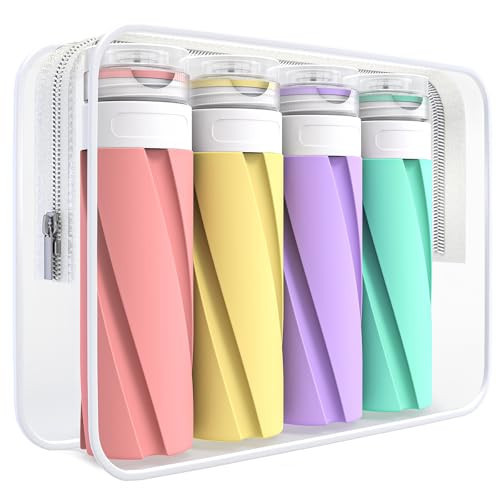 CasaCulina 4 Pack Silicone Travel Bottles for Toiletries, TSA Approved 3.4oz Leak Proof Shampoo And Conditioner Travel Size Essentials Toiletry Bottles, Refillable Traveling Liquid Containers | Amazon (US)