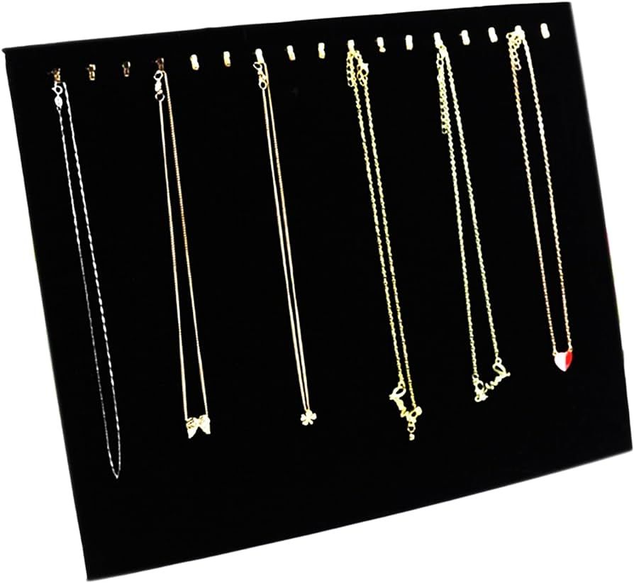 Ogrmar Black Velvet 17 Hook Necklace Jewelry Tray/Display Organizer/Pad/Showcase/Display case (17... | Amazon (US)