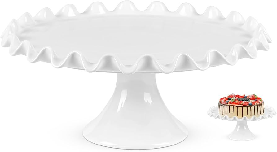 10 Inch Porcelain Cake Stand, Round White Cake Stand, Dessert Stand Cupcake Stand Display Dessert... | Amazon (US)