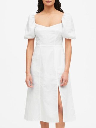 Linen-Cotton Puff-Sleeve Dress | Banana Republic (US)