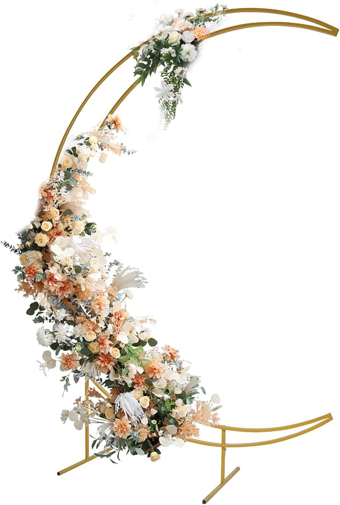 Stonehomy 7.6ft Gold Metal Moon Wedding Arch Stand, Curved Flower Balloon Frame for Wedding Birth... | Amazon (US)