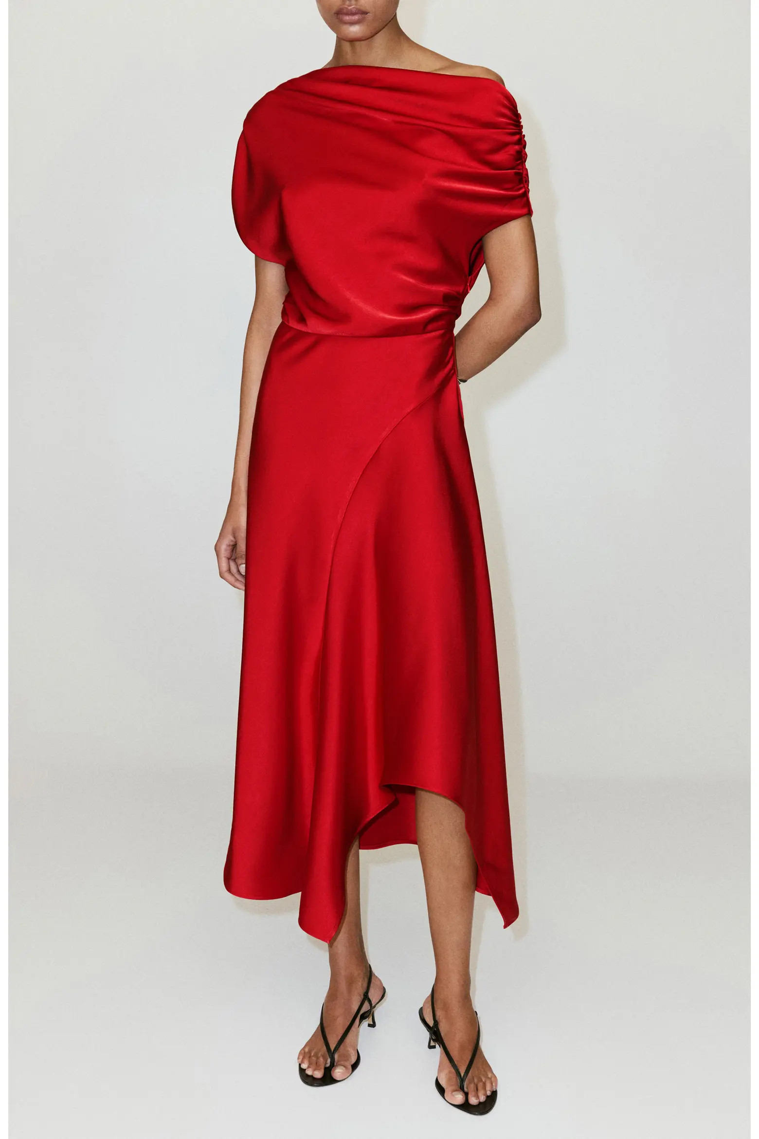 MANGO Asymmetrical Satin Dress (Women) | Nordstrom | Nordstrom
