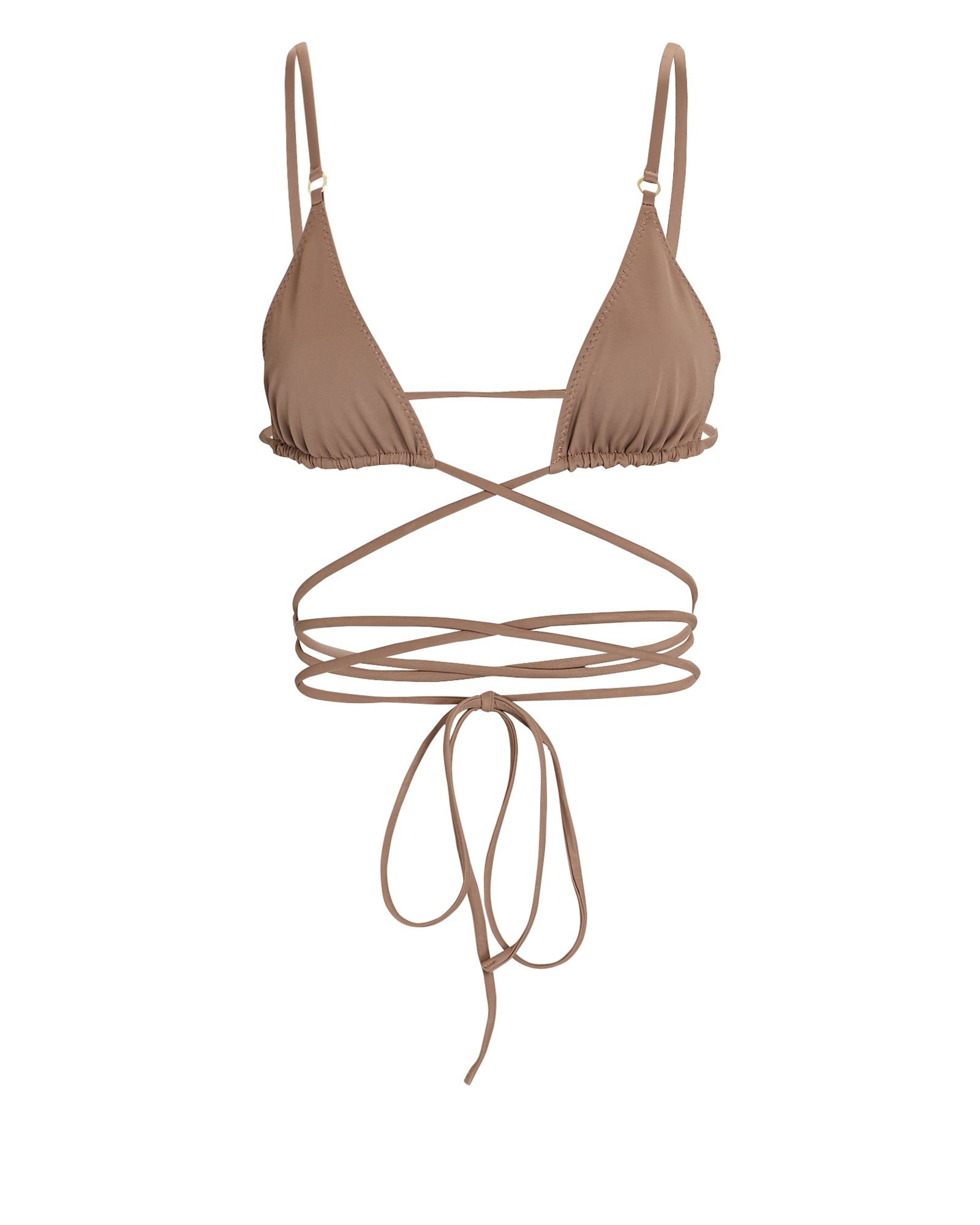 Palm Swimwear Talise Tie Bikini Top, Beige 3 | INTERMIX
