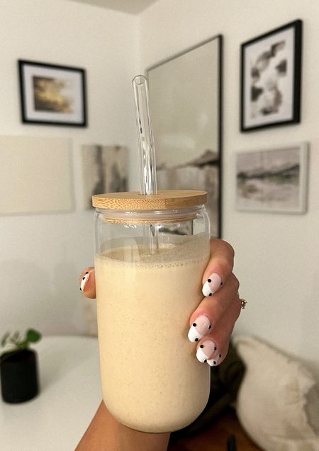 I’ve been making these PB oatmeal cookie protein shakes lately. So good! I love using these glass cups too 😍 they were a gift from my sister and it’s perfect. Nails are bubble bath with white and black tiny gems. 

#LTKfit 

#LTKunder50 #LTKFind