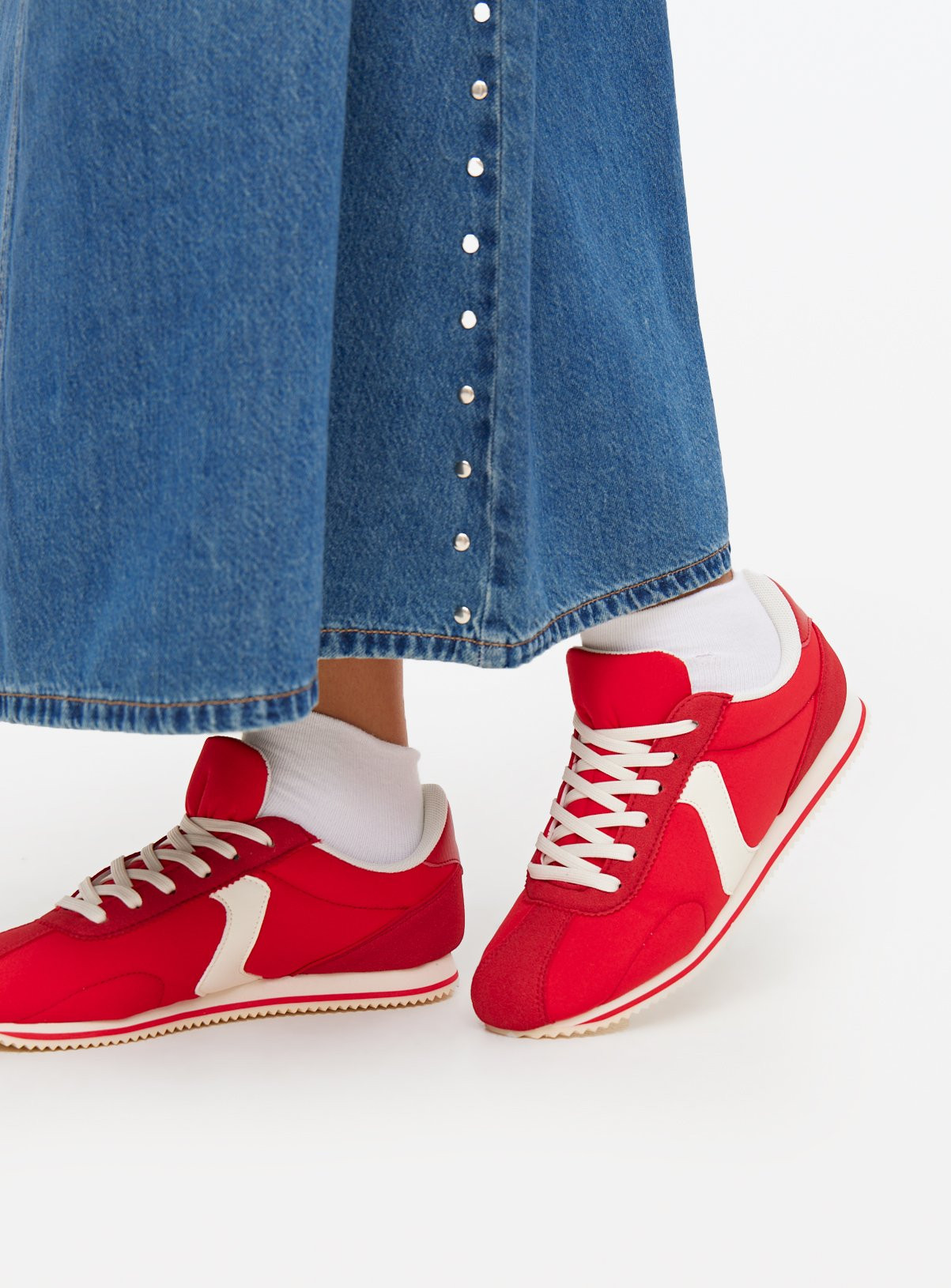 Red Contrast Accent Retro Trainers | Tu Clothing
