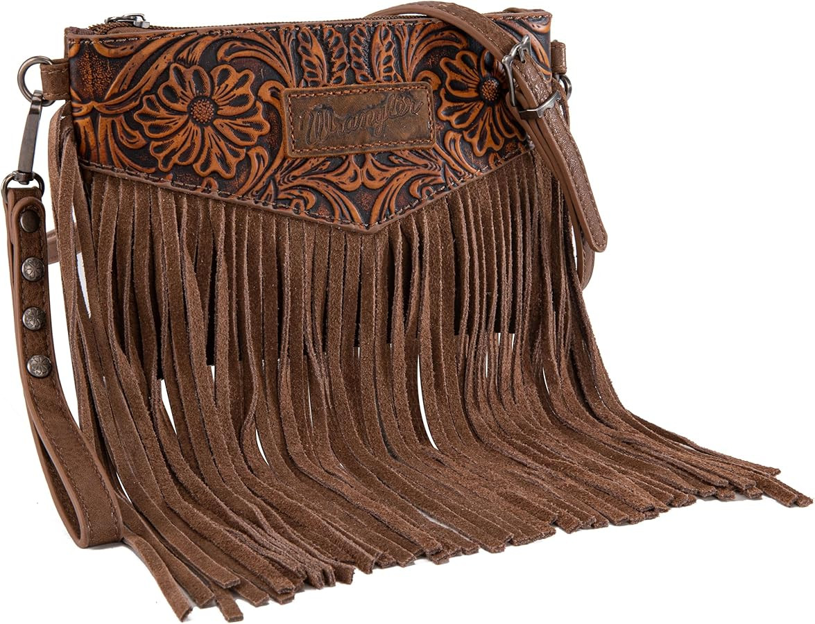 Wrangler Crossbody Small Purse for Women Wristlet Fringe Bag Western Purse | Amazon (US)