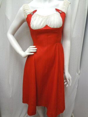 Fabulous Vintage 1950's Red &amp; White Party Dress - Small Junior  | eBay | eBay US