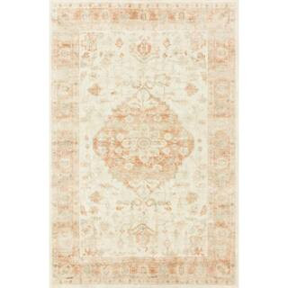 LOLOI II Rosette Ivory/Terracotta 5 ft. x 7 ft. 6 in. Shabby-Chic Plush Cloud Pile Area Rug ROSTR... | The Home Depot