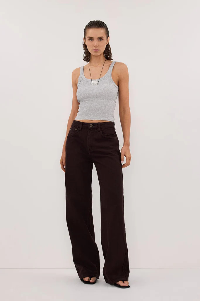 PHOEBE SILVER MARLE SCOOP NECK TANK TOP | DISSH