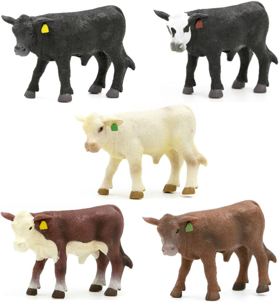Toy Calf Figures Playset – Set of 5 Cow Babies Farm Animals Toys | Amazon (US)
