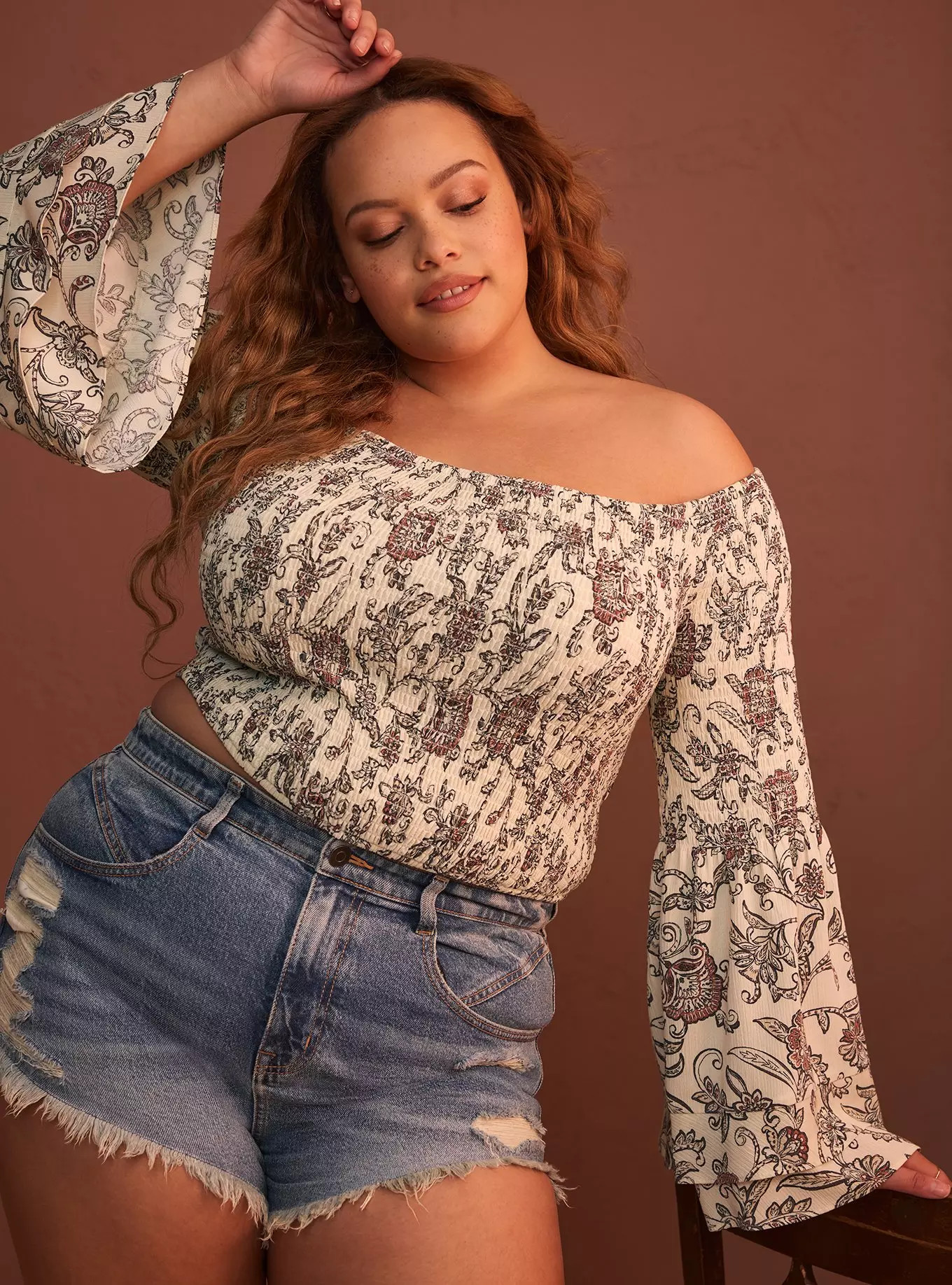 Festi Off-Shoulder Smocked Crop Top | Torrid (US & Canada)