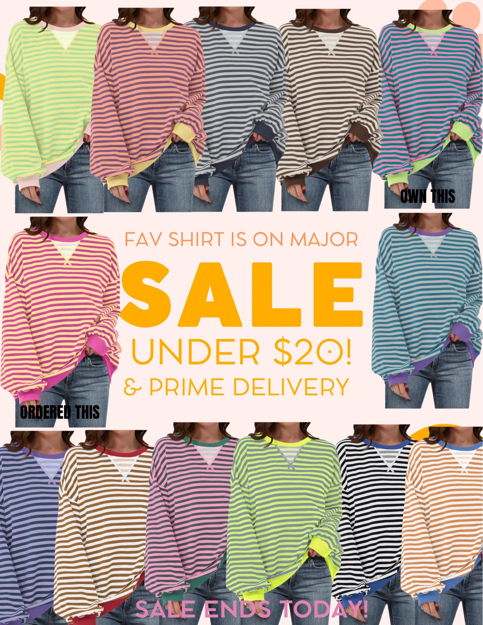My fav shirt! Wear to run errands with leggings or biker shorts or dress it up with jeans & cute sandals or sneakers! So many fun color options- all under $20 and Prime! 

It’s true to size & still a loose fit. I wear size Small. 

#LTKStyleTip #LTKSaleAlert #LTKFindsUnder50