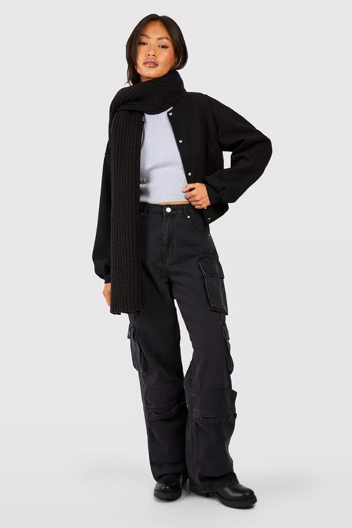 Seam Detail Wool Look Bomber Jacket | Boohoo.com (UK & IE)