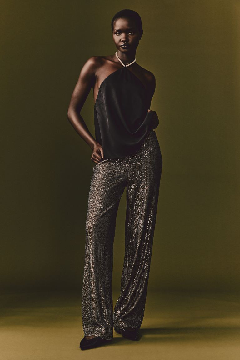 Rhinestone-strap Halterneck Top | H&M (US + CA)