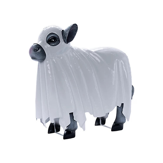 Red Shed  18.5 in. Metal Ghost Cow Halloween Statue, Black/White | Tractor Supply
