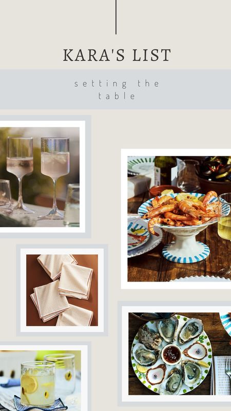 kara’s list // setting the table #designbykaratheresa

Anthropologie tabletop, juice glasses, Micola oyster platter, micola shrimp serving bowl, Finley seersucker napkins, Morgan wine glasses 


#LTKhome #LTKfindsunder50 #LTKparties