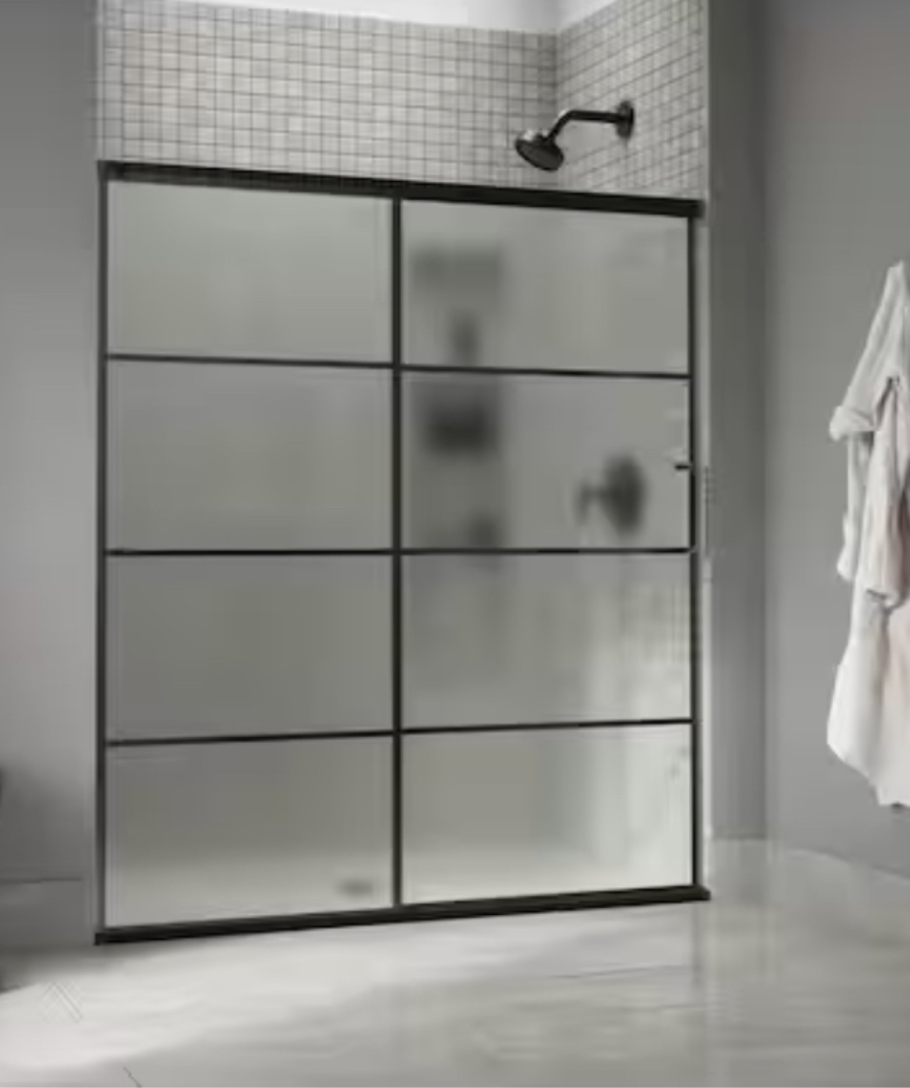 Matte black frameless shower door! 