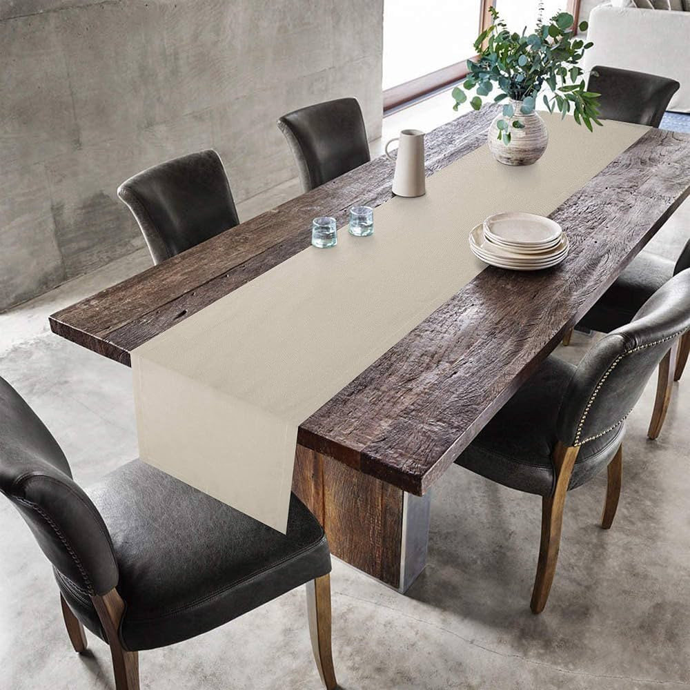 Table Runner, Machine Washable, Non-Wrinkle, Natural 14 X 90 Inch | Amazon (US)