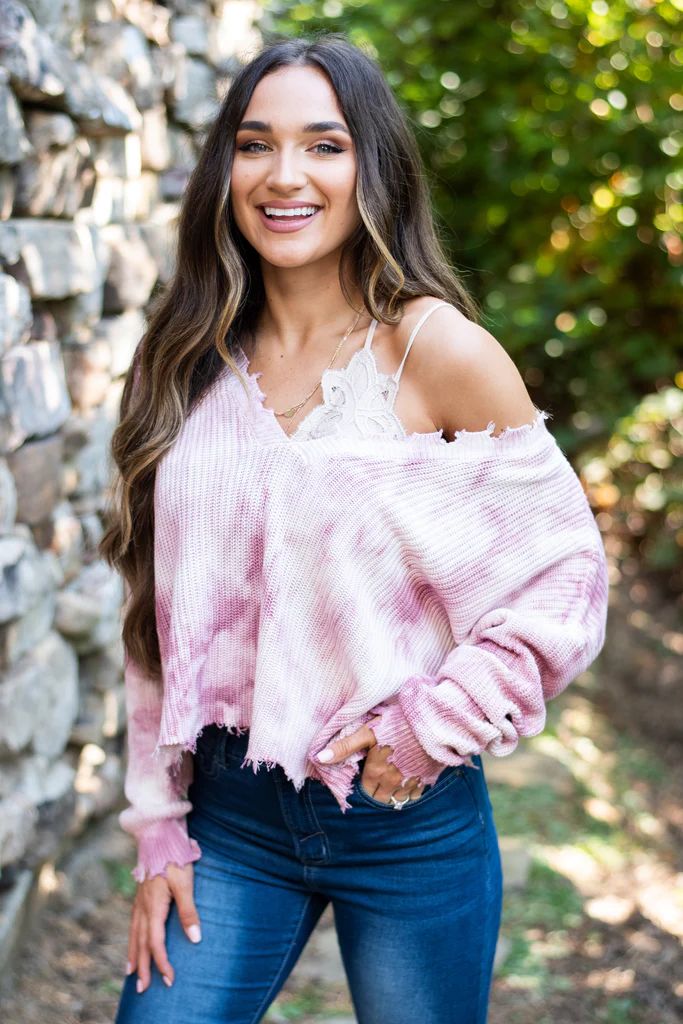 Take The Time Mauve Pink Tie Dye Sweater | The Mint Julep Boutique