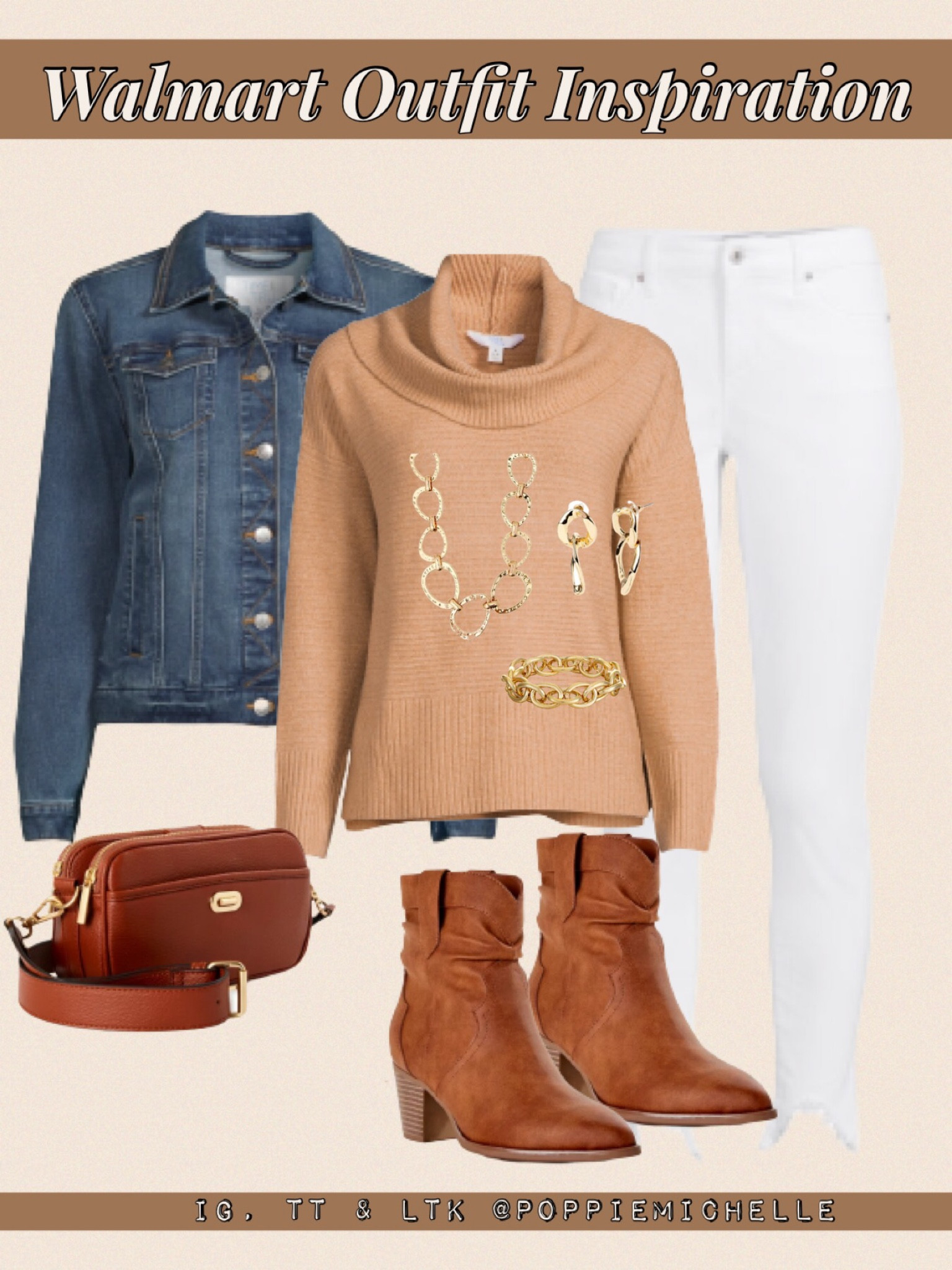 @walmartfashion #walmartpartner tan sweater cowl neck sweater brown sweater light brown sweater light wash denim jacket blue jean jacket distressed denim jeans curvy fit skinny jeans white skinny jeans white pants Time and Tru Walmart sweater time and Tru jeans western brown boots brown cowboy boots brown cowgirl boots brown western boots brown western booties brown booties brown leather crossbody purse Walmart outfit Walmart fashion Walmart style PoppieMichelle  #ad #sponsored 

#LTKworkwear #LTKcurves #LTKfit