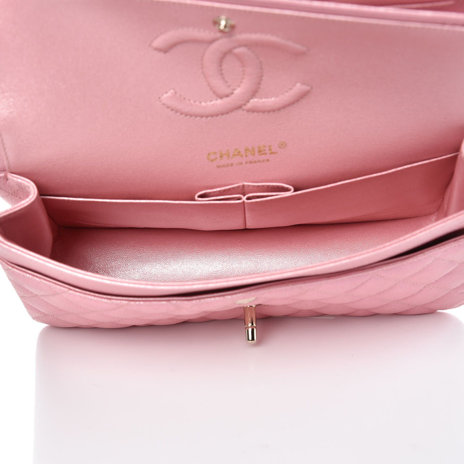 CHANEL Iridescent Caviar Quilted Medium Double Flap Rose Pink | Fashionphile