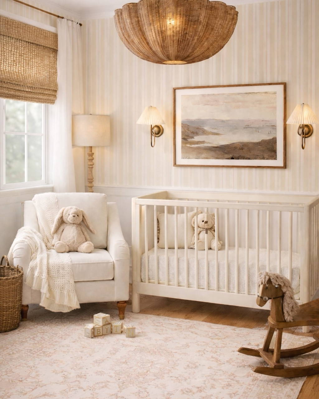 ✨ A soft, serene nursery for baby girl 🤍 This space layers a beautiful crib, cozy glider, and neutral nursery decor to create a calm, timeless feel. I love mixing delicate patterns, warm textures, and classic finishes for a nursery that grows with your baby.

#LTKBump #LTKHome #LTKBaby