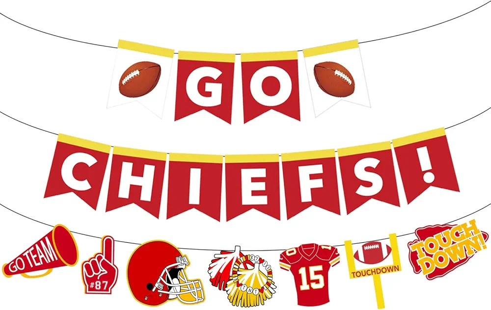 Go Chiefs Football Banner Party Decorations, Chiefs Football Party Banner Super Football Touchdow... | Amazon (US)