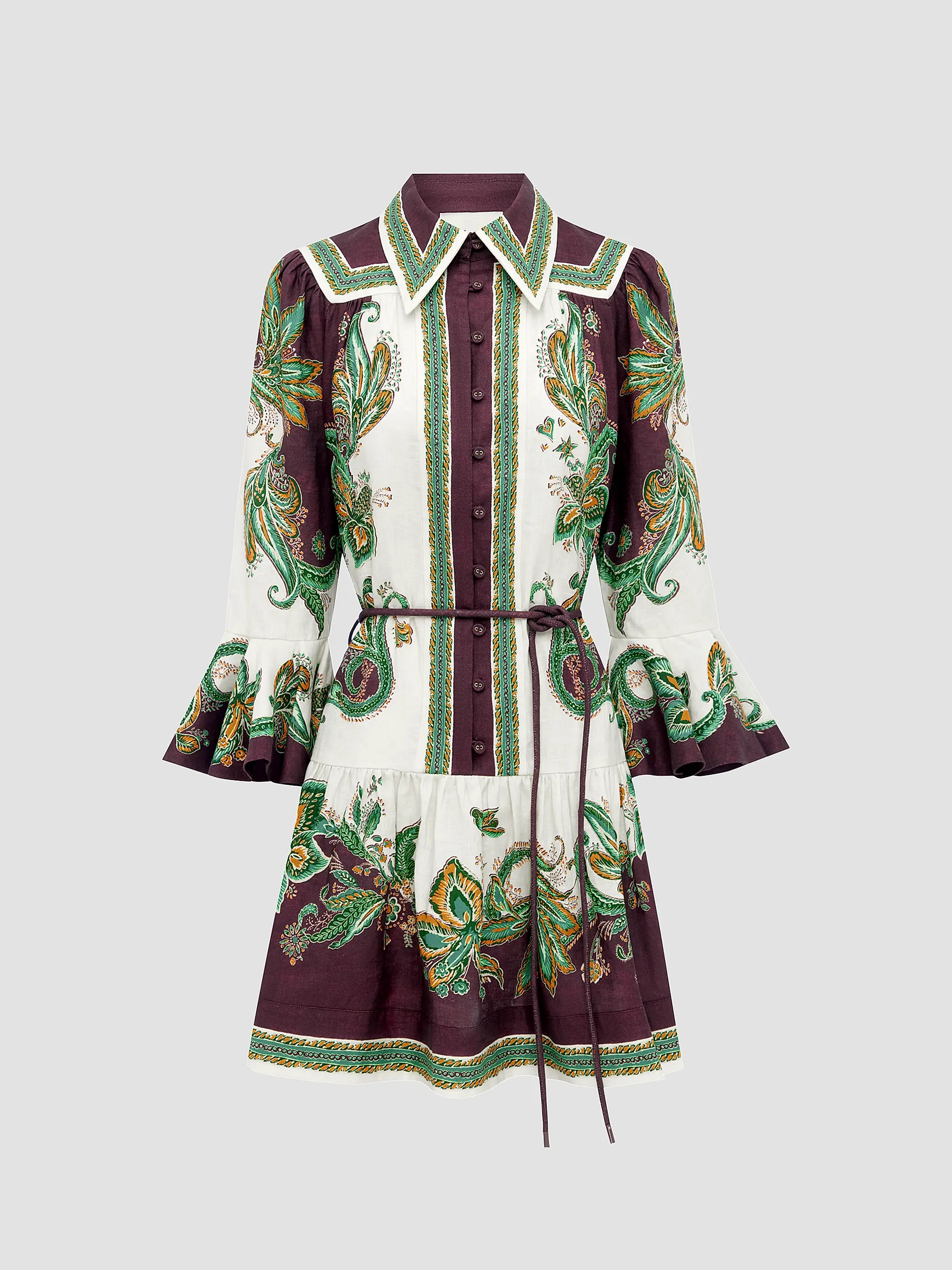 Al\u00e9mais Ruthie Printed Linen Drop-Waist Mini Shirtdress | Saks Fifth Avenue | Saks Fifth Avenue
