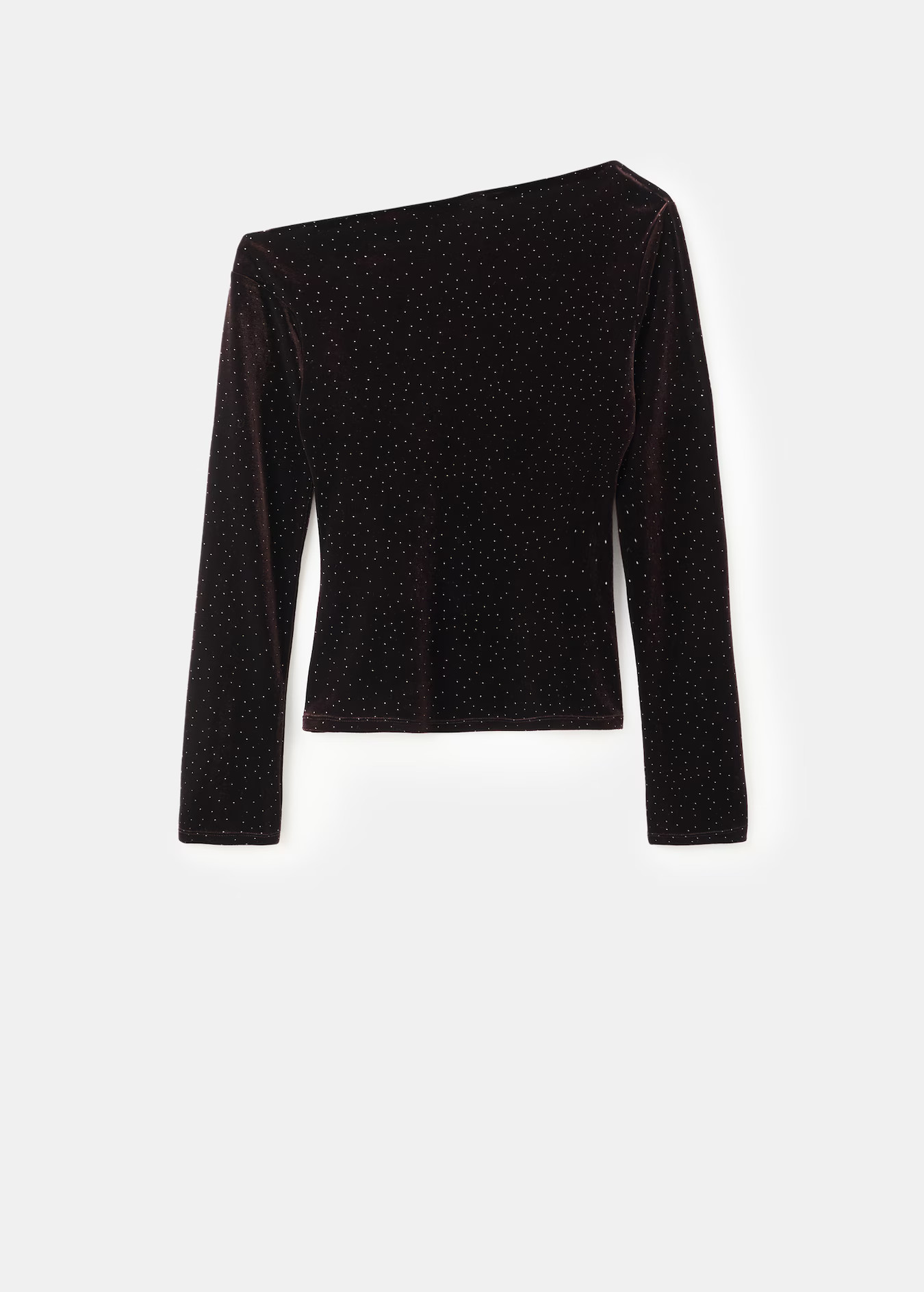 Asymmetrical velvet top with sparkles | Mango (US/MX/AU)