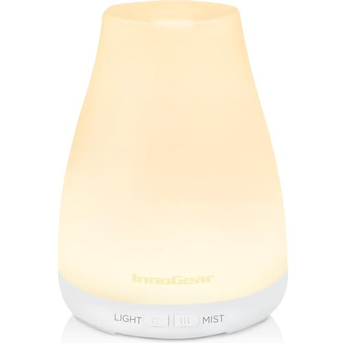 InnoGear Essential Oil Diffuser, Ultrasonic Diffusers for Home Aromatherapy Humidifier for Bedroom Room 7 Colors LED 2 Mist Mode Auto Off, Basic White | Amazon (US)