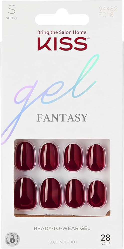 KISS Gel Fantasy, Press-On Nails, Nail glue included, 'One Call', Red, Short Size, Oval Shape, In... | Amazon (US)
