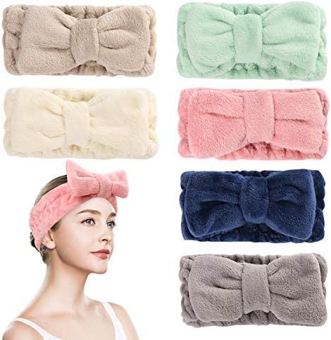 6 Pack Microfiber Facial Makeup Headband Face Wash Headband, Bowtie Spa Headbands for Women, Headban | Amazon (US)