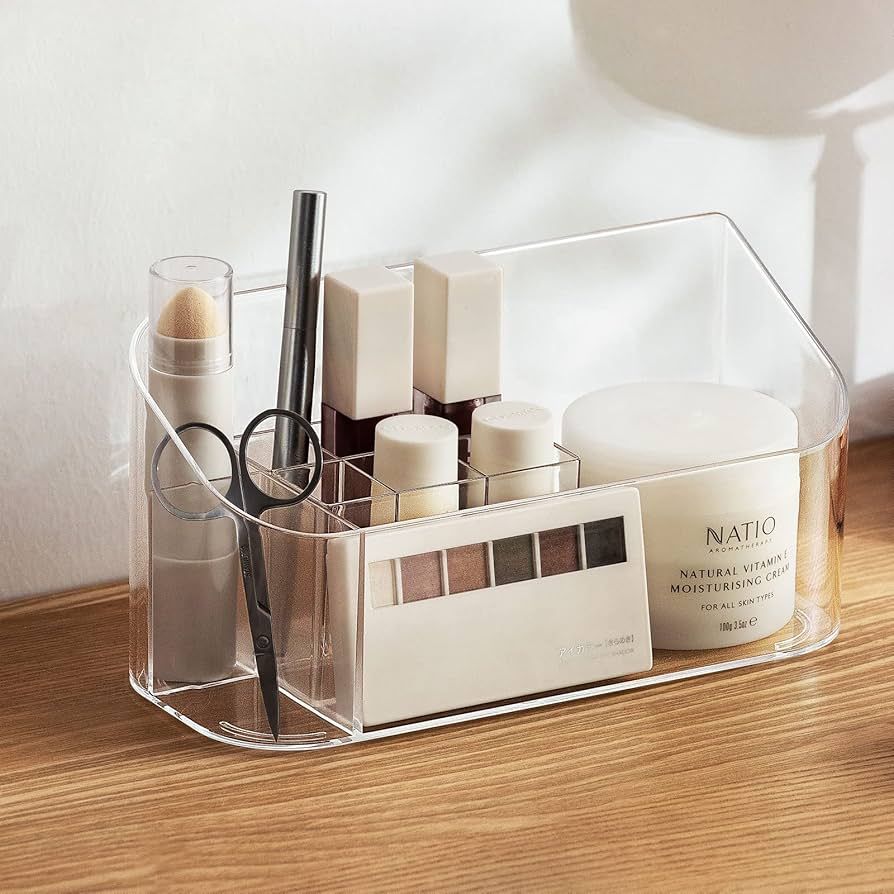 Small Makeup Organizer,Jenoudar Slim Cosmetic Display Case,Multifunctional Desktop Stationery Sto... | Amazon (US)